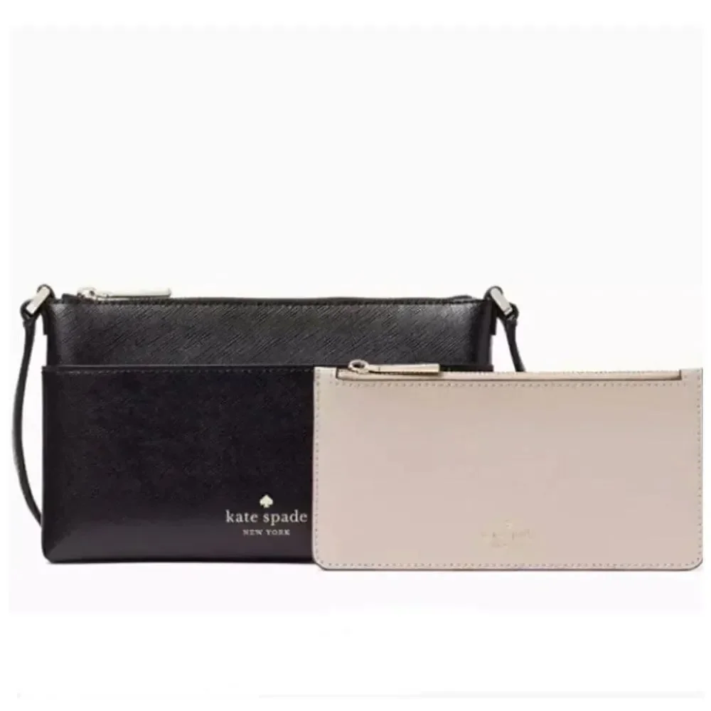 Kate Spade Purse Black Slim Sadie Crossbody Set Bag Wallet